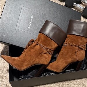 Saint Laurent Brown Tanger Boots 38